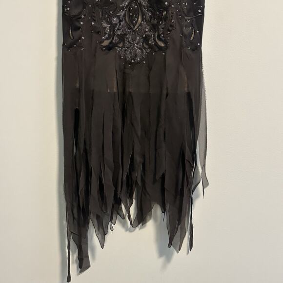 MANDALAY 4 COCKTAIL DRESS Embellished Sequin Fringe Cold Shoulder Black NWT - Picture 5 of 16